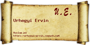Urhegyi Ervin névjegykártya